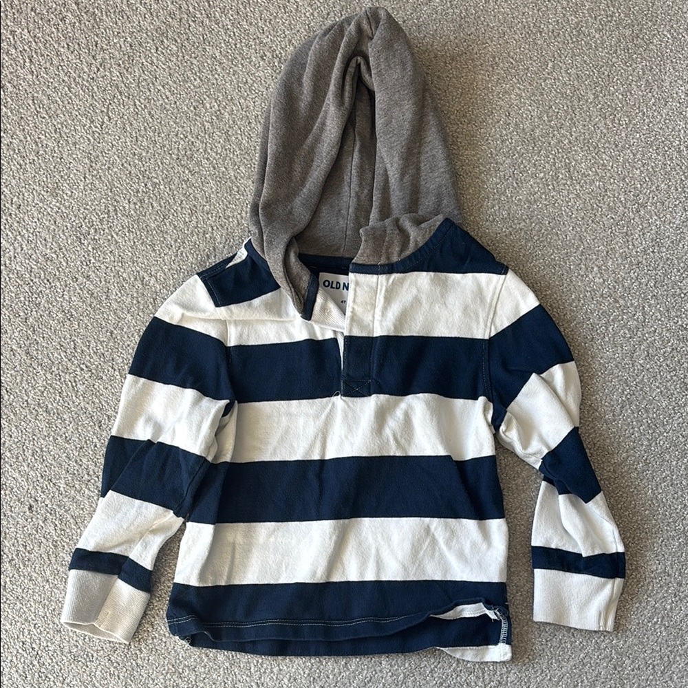 Old Navy Kids Striped Hoodie - Navy and Gray